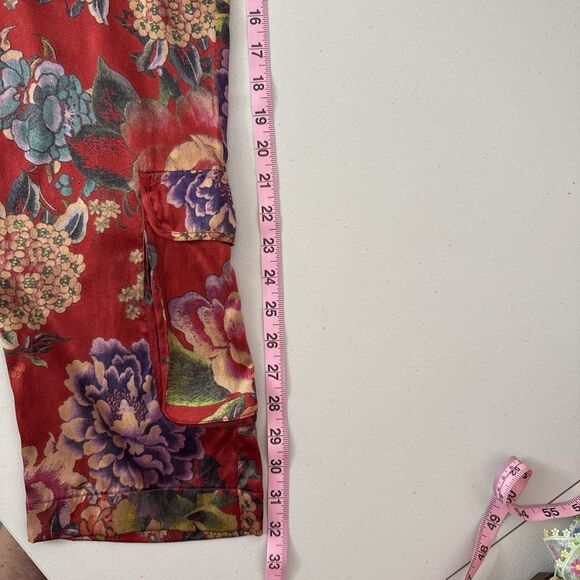 Biya Johnny Was Silk Floral Crop Pants Women's Size XS Pull On Pockets - Picture 15 of 16